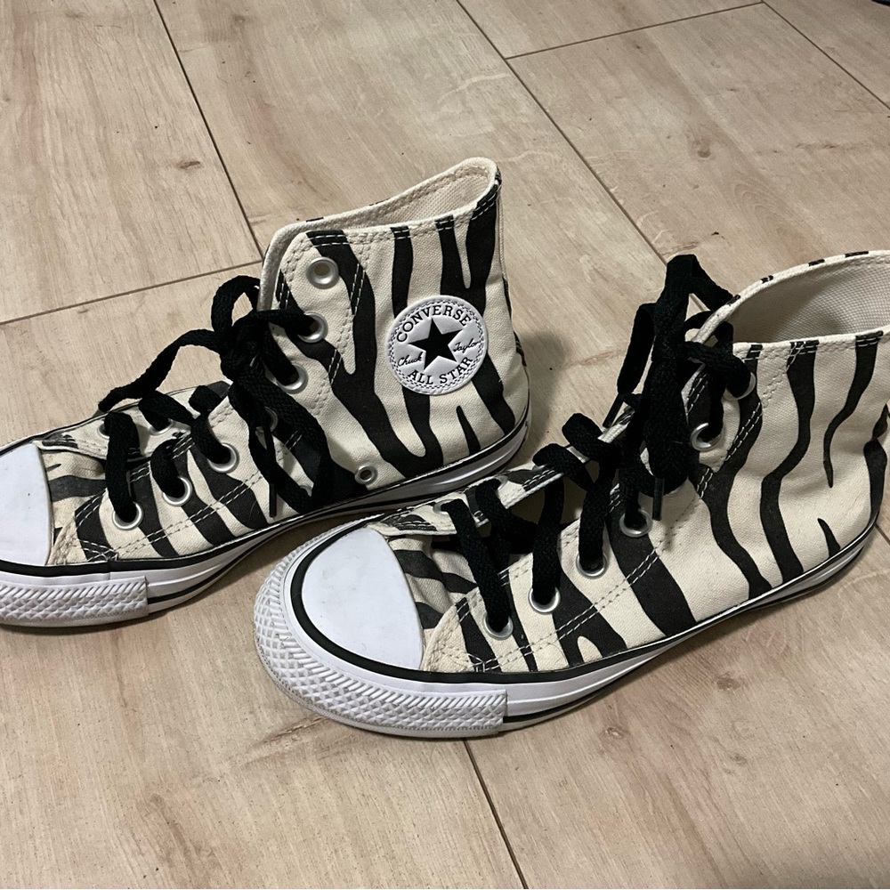 Converse Black and White Animal Print High-Tops
